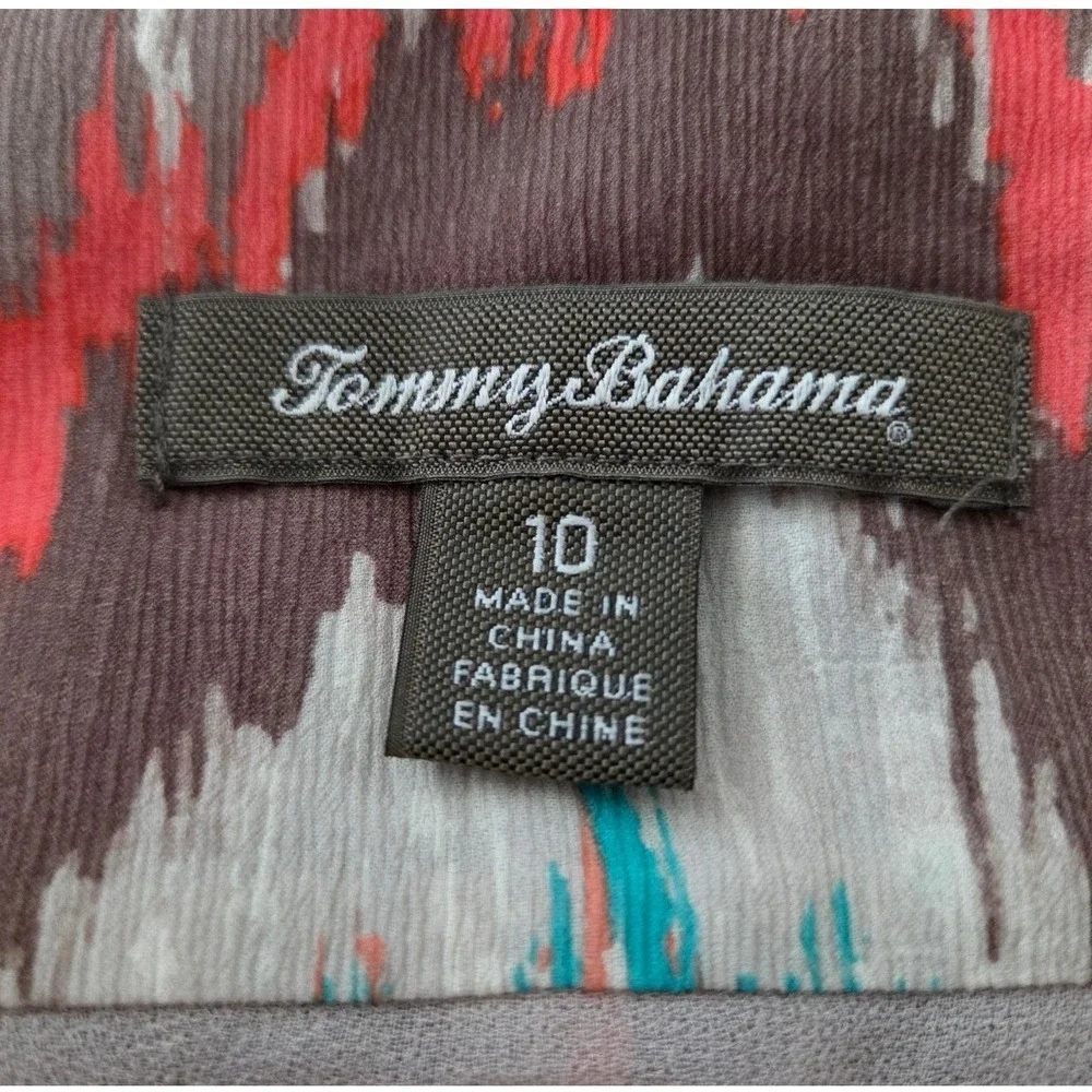 Tommy Bahama Silk Ikat Chevron Handkerchief Hem Skirt Orange Brown Sz 10 Festive